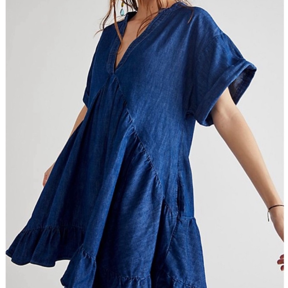 Free People Blue Agnes Denim Dress – Size S Petite
